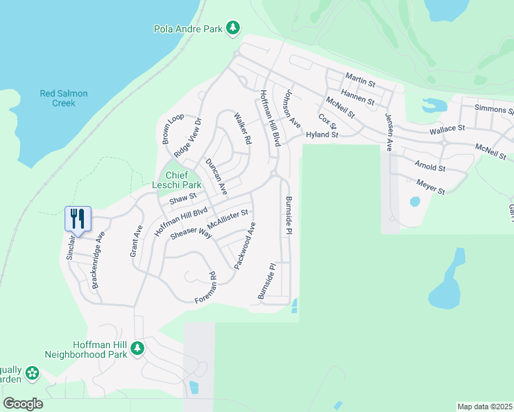 map of restaurants, bars, coffee shops, grocery stores, and more near 1562 Packwood Avenue in DuPont