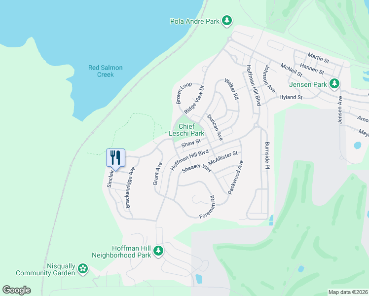 map of restaurants, bars, coffee shops, grocery stores, and more near 3125 Hoffman Hill Boulevard in DuPont