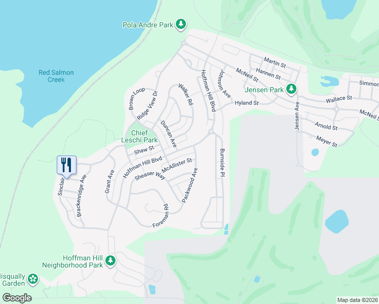map of restaurants, bars, coffee shops, grocery stores, and more near 3059 Hoffman Hill Boulevard in DuPont
