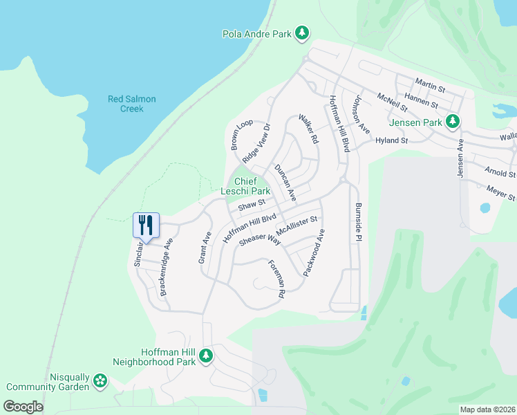 map of restaurants, bars, coffee shops, grocery stores, and more near 3153 Shaw Street in DuPont