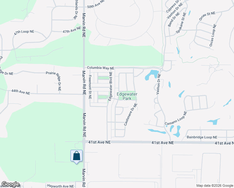 map of restaurants, bars, coffee shops, grocery stores, and more near 4417 McKinley Street Northeast in Lacey
