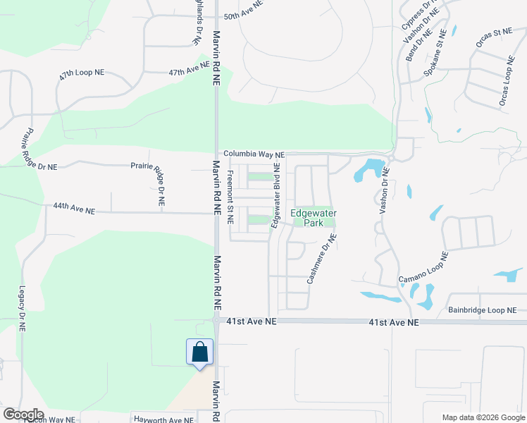 map of restaurants, bars, coffee shops, grocery stores, and more near 7628 Rushmore Avenue Northeast in Lacey