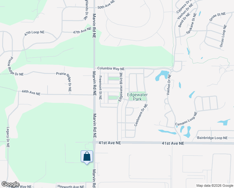 map of restaurants, bars, coffee shops, grocery stores, and more near 7621 Kodiak Avenue Northeast in Lacey