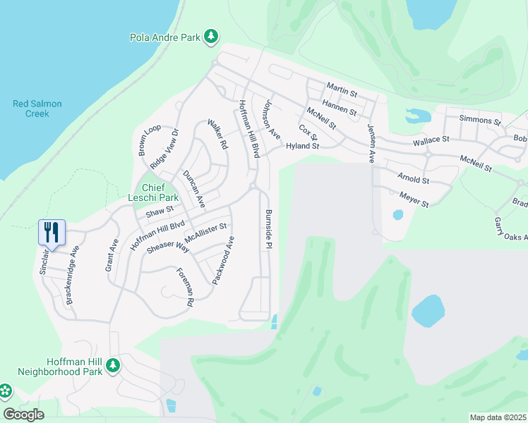 map of restaurants, bars, coffee shops, grocery stores, and more near 1695 Burnside Place in DuPont