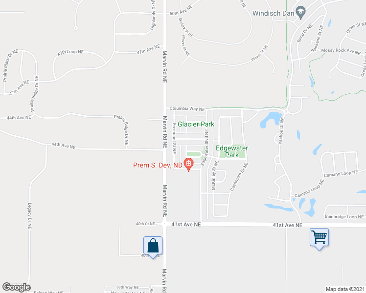 map of restaurants, bars, coffee shops, grocery stores, and more near 4359 Crestone Street Northeast in Lacey