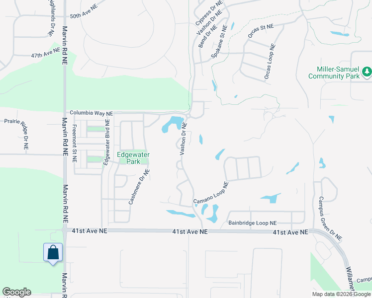map of restaurants, bars, coffee shops, grocery stores, and more near 4426 Vashon Drive Northeast in Lacey