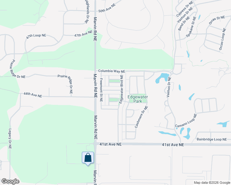 map of restaurants, bars, coffee shops, grocery stores, and more near 7621 Kodiak Avenue Northeast in Lacey