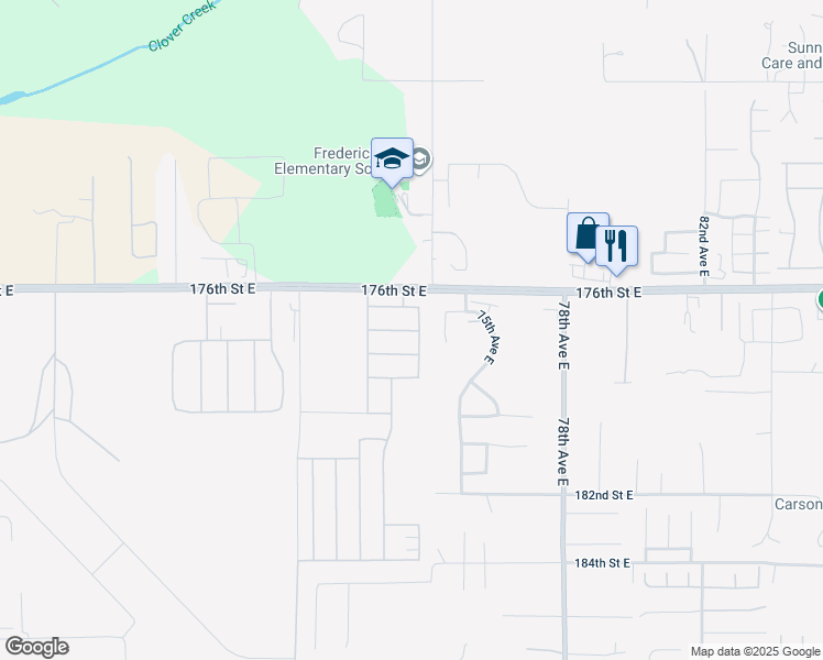 map of restaurants, bars, coffee shops, grocery stores, and more near 17623 73rd Avenue Court East in Puyallup