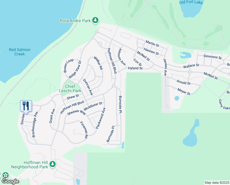 map of restaurants, bars, coffee shops, grocery stores, and more near 1695 Burnside Place in DuPont