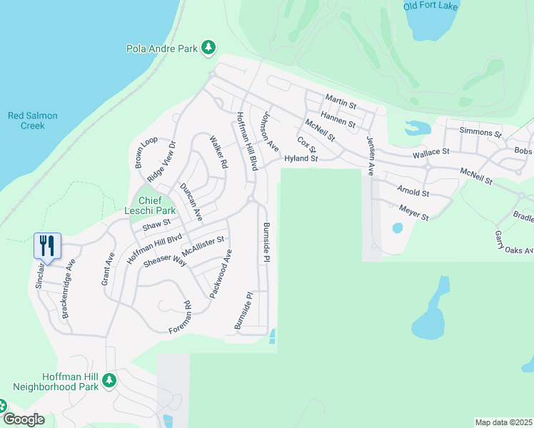map of restaurants, bars, coffee shops, grocery stores, and more near 1683 Burnside Place in DuPont
