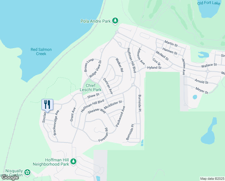 map of restaurants, bars, coffee shops, grocery stores, and more near 3075 Walker Road in DuPont