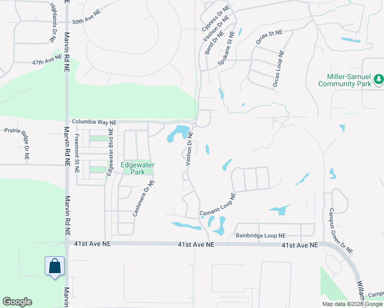 map of restaurants, bars, coffee shops, grocery stores, and more near 4426 Vashon Drive Northeast in Lacey