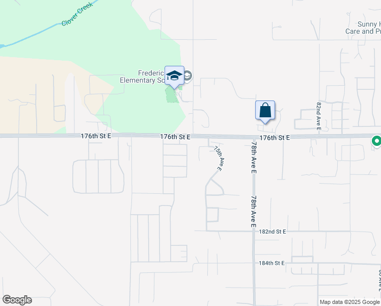 map of restaurants, bars, coffee shops, grocery stores, and more near 17623 73rd Ave Ct E in Puyallup