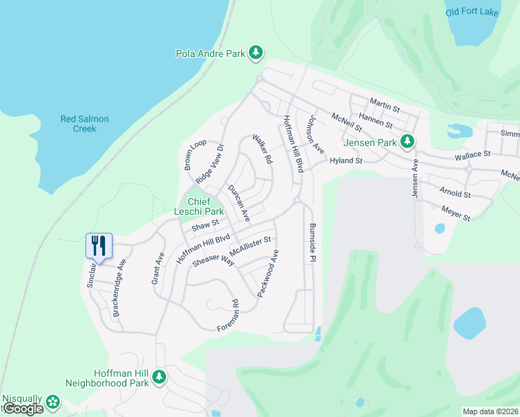 map of restaurants, bars, coffee shops, grocery stores, and more near 3085 Walker Road Street in DuPont