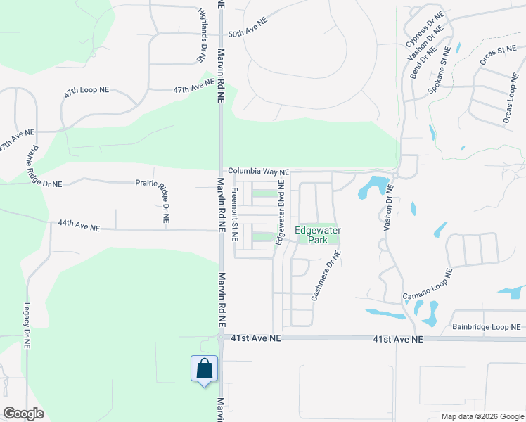 map of restaurants, bars, coffee shops, grocery stores, and more near 7621 Kodiak Avenue Northeast in Lacey
