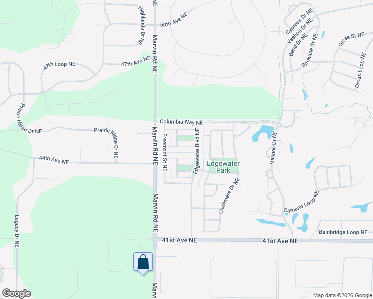 map of restaurants, bars, coffee shops, grocery stores, and more near 7620 Kodiak Avenue Northeast in Lacey
