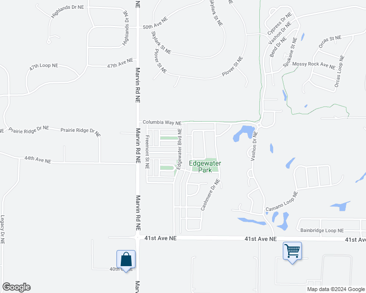 map of restaurants, bars, coffee shops, grocery stores, and more near 4436 Edgewater Boulevard Northeast in Lacey