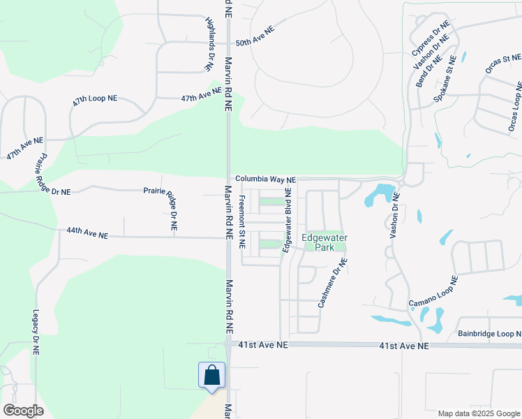 map of restaurants, bars, coffee shops, grocery stores, and more near 7541 Denali Avenue Northeast in Lacey