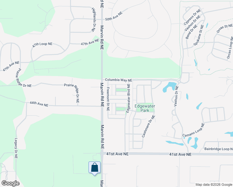 map of restaurants, bars, coffee shops, grocery stores, and more near 7541 Denali Avenue Northeast in Lacey