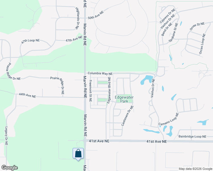 map of restaurants, bars, coffee shops, grocery stores, and more near 7621 Kodiak Avenue Northeast in Lacey