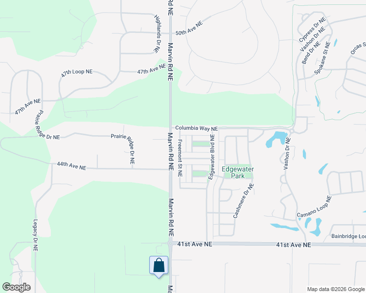 map of restaurants, bars, coffee shops, grocery stores, and more near 4446 Freemont Street Northeast in Lacey