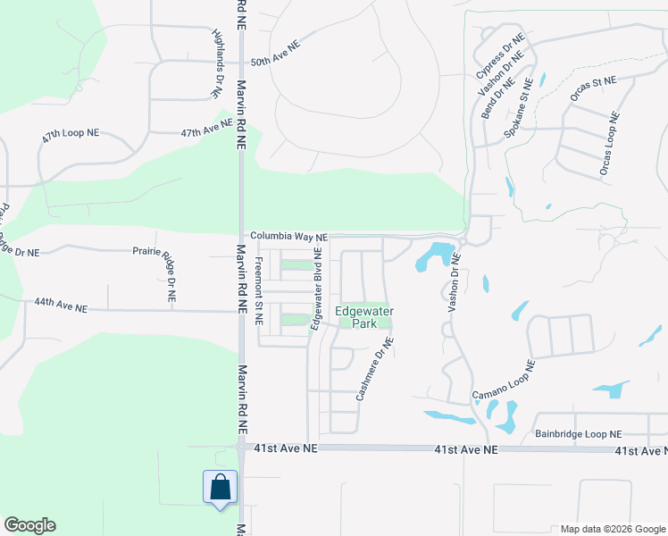 map of restaurants, bars, coffee shops, grocery stores, and more near 4453 McKinley Street Northeast in Lacey