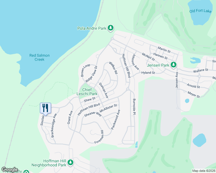 map of restaurants, bars, coffee shops, grocery stores, and more near 1797 Cadborough Lane in DuPont