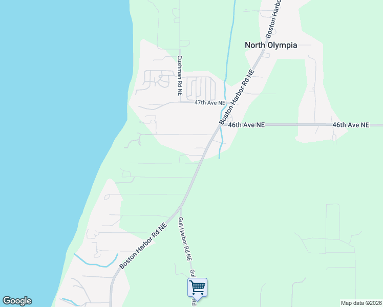 map of restaurants, bars, coffee shops, grocery stores, and more near 4511 Boston Harbor Road Northeast in Olympia