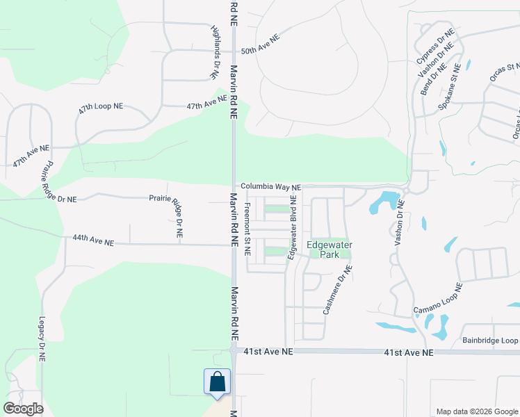 map of restaurants, bars, coffee shops, grocery stores, and more near 4505 Fairweather Street Northeast in Lacey