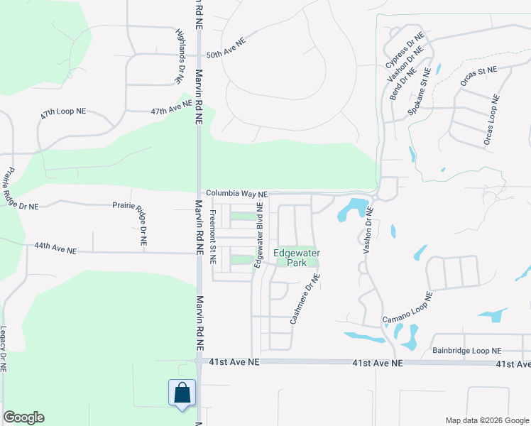 map of restaurants, bars, coffee shops, grocery stores, and more near 4514 Edgewater Boulevard Northeast in Lacey