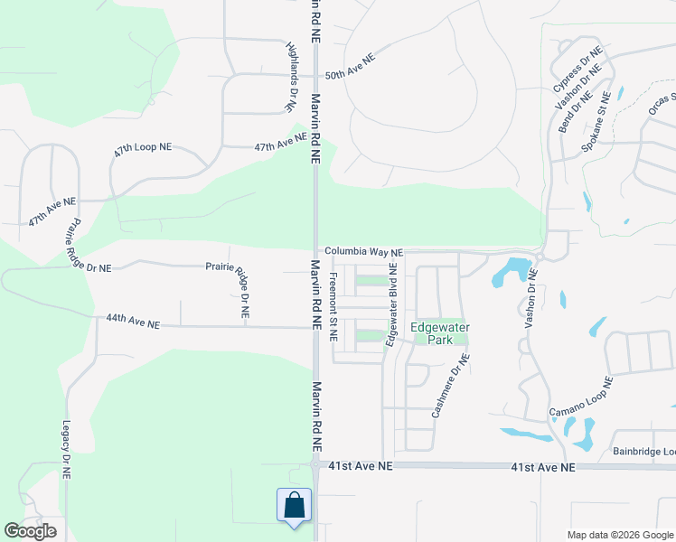 map of restaurants, bars, coffee shops, grocery stores, and more near 7513 Columbia Way Northeast in Lacey