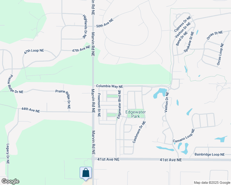 map of restaurants, bars, coffee shops, grocery stores, and more near 7621 Columbia Way Northeast in Lacey