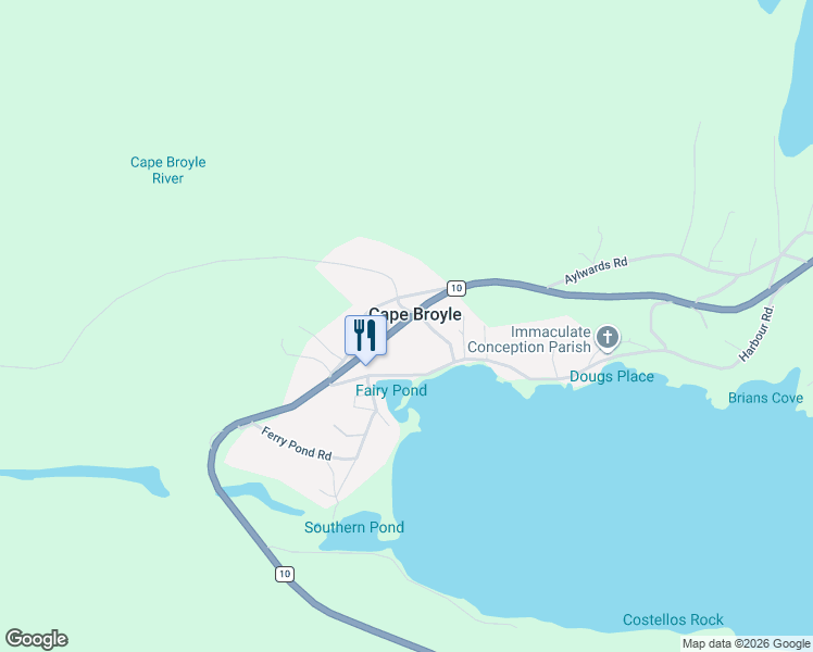 map of restaurants, bars, coffee shops, grocery stores, and more near in Cape Broyle