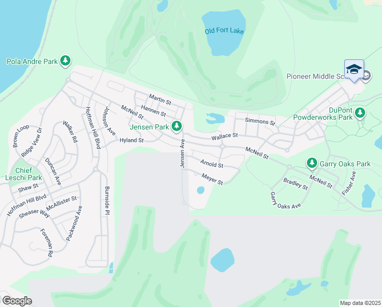 map of restaurants, bars, coffee shops, grocery stores, and more near 1732 Jensen Avenue in DuPont