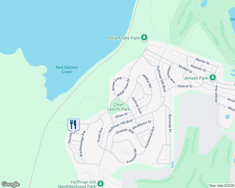 map of restaurants, bars, coffee shops, grocery stores, and more near 3196 Brown Loop in DuPont