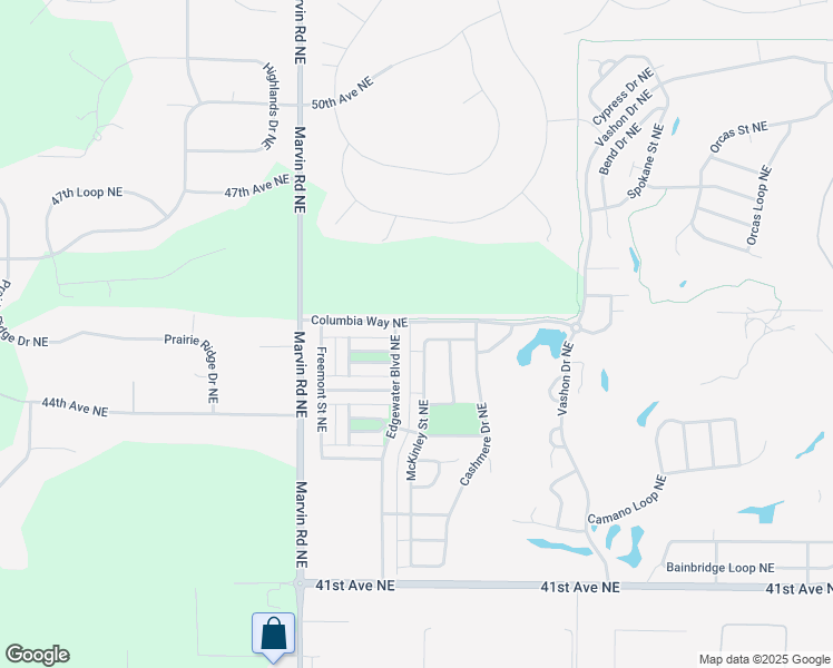 map of restaurants, bars, coffee shops, grocery stores, and more near 4533 McKinley Street Northeast in Lacey