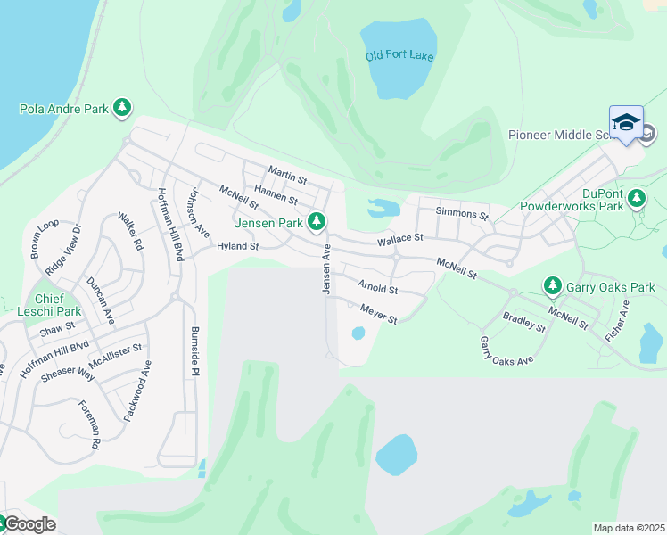 map of restaurants, bars, coffee shops, grocery stores, and more near 1732 Jensen Avenue in DuPont