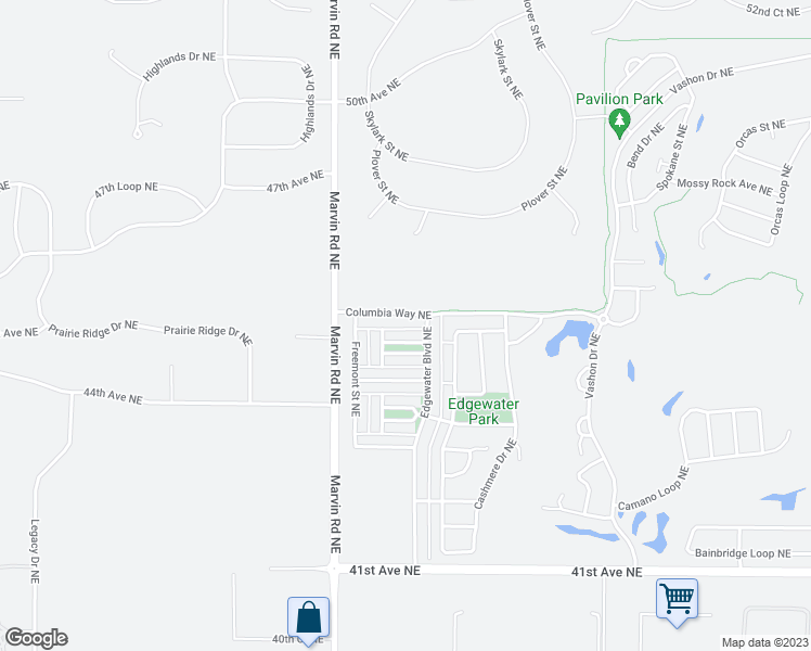map of restaurants, bars, coffee shops, grocery stores, and more near 7625 Columbia Way Northeast in Lacey