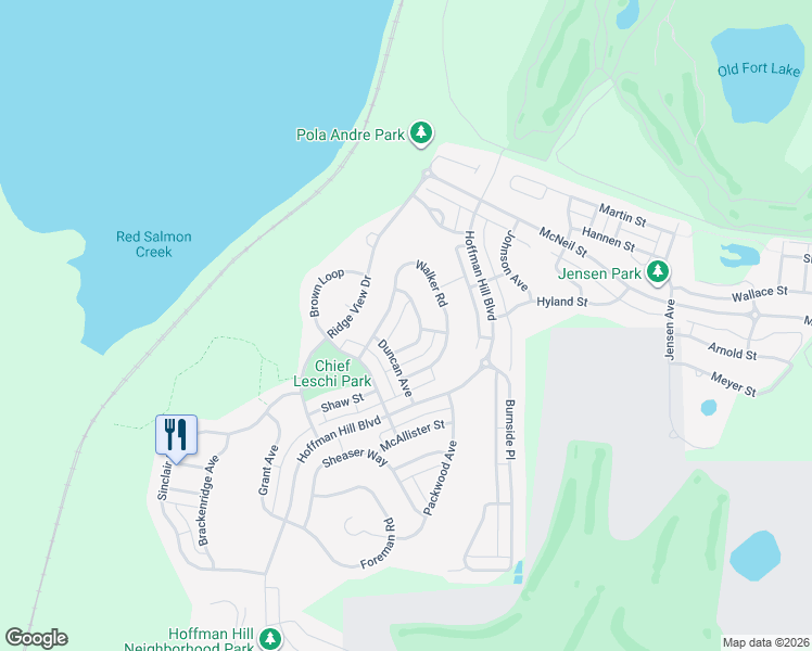 map of restaurants, bars, coffee shops, grocery stores, and more near 1797 Cadborough Lane in DuPont