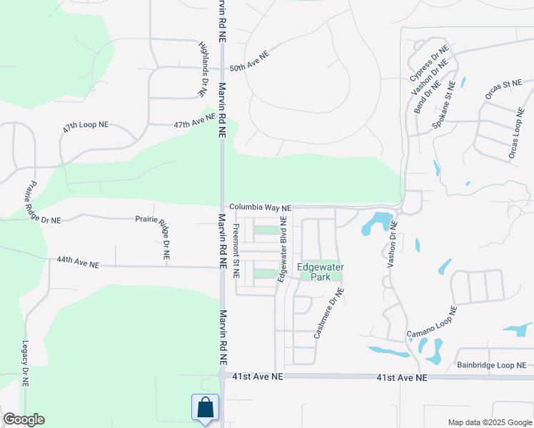 map of restaurants, bars, coffee shops, grocery stores, and more near 7621 Columbia Way Northeast in Lacey