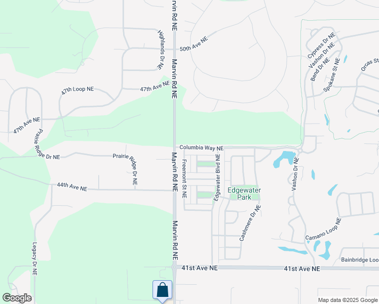 map of restaurants, bars, coffee shops, grocery stores, and more near 7513 Columbia Way Northeast in Lacey