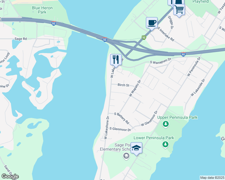 map of restaurants, bars, coffee shops, grocery stores, and more near 401 Trillium Way South in Moses Lake