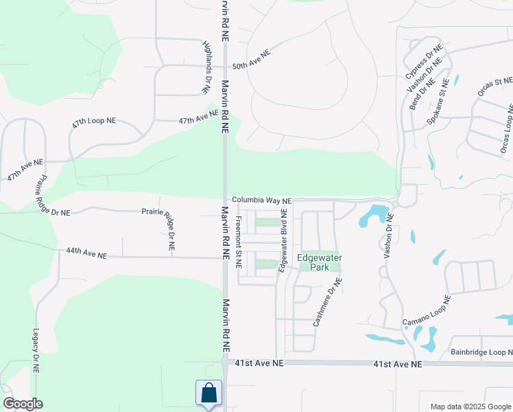 map of restaurants, bars, coffee shops, grocery stores, and more near 7513 Columbia Way Northeast in Lacey