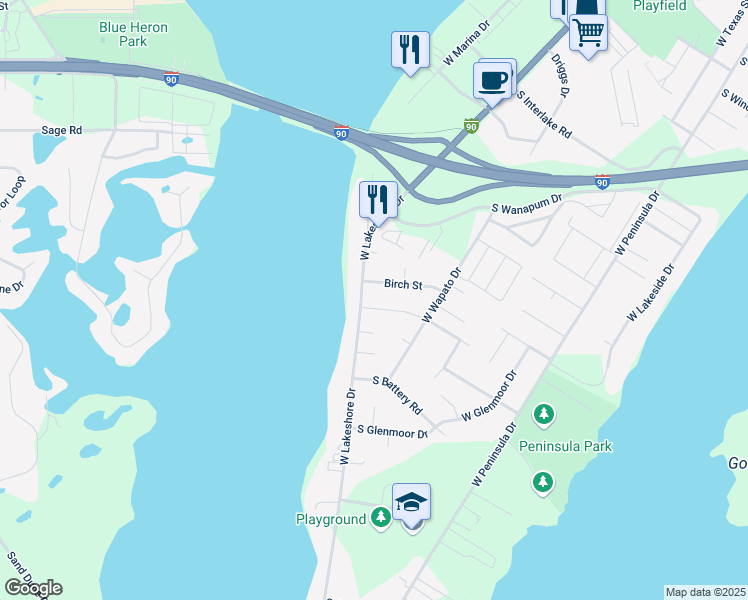 map of restaurants, bars, coffee shops, grocery stores, and more near 401 Trillium Way South in Moses Lake