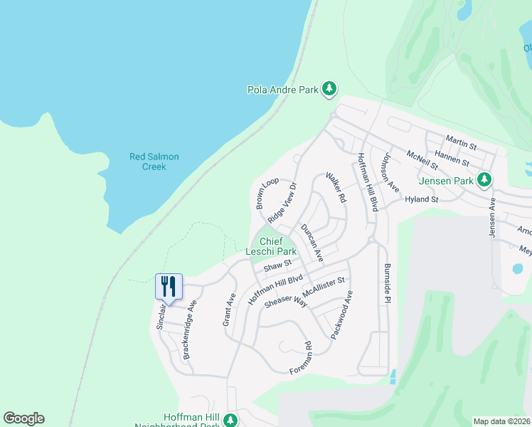 map of restaurants, bars, coffee shops, grocery stores, and more near 3192 Brown Loop in DuPont