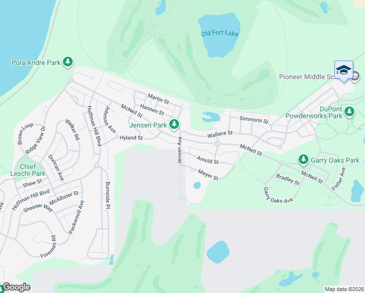 map of restaurants, bars, coffee shops, grocery stores, and more near 1768 Jensen Avenue in DuPont