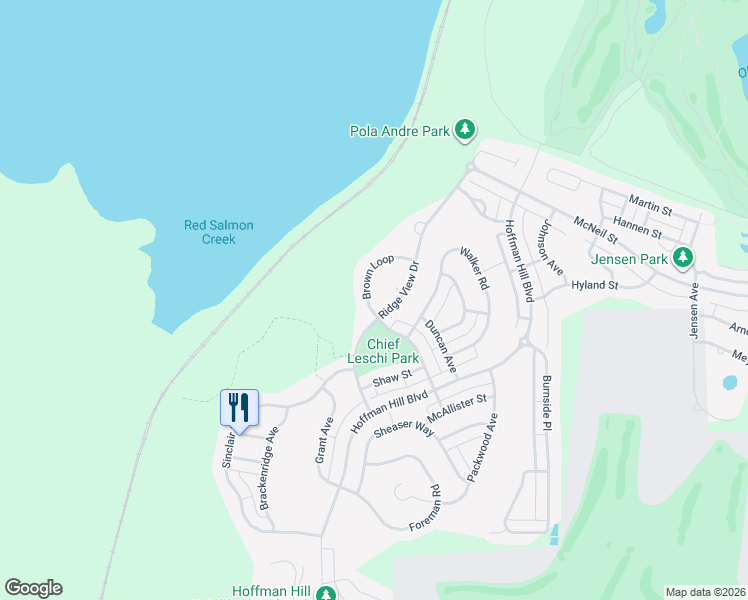 map of restaurants, bars, coffee shops, grocery stores, and more near 3186 Brown Loop in DuPont