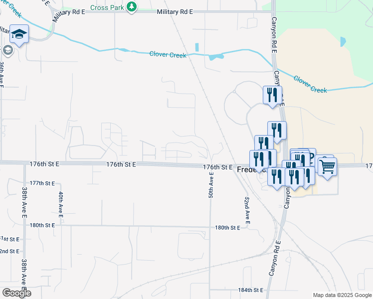 map of restaurants, bars, coffee shops, grocery stores, and more near 4814 174th Street East in Tacoma