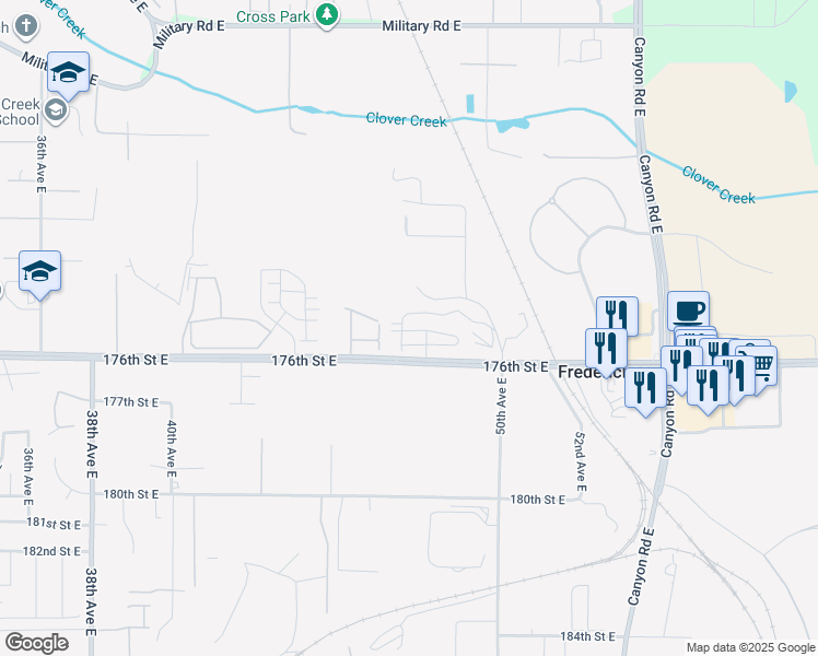map of restaurants, bars, coffee shops, grocery stores, and more near 17510 48th Avenue East in Tacoma