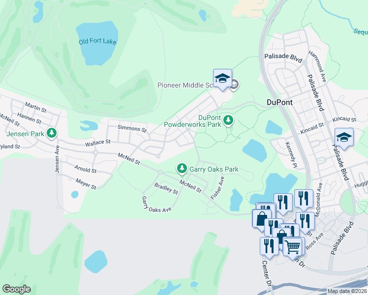 map of restaurants, bars, coffee shops, grocery stores, and more near 2065 Bobs Hollow Lane in DuPont